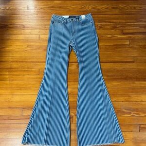Judy Blue Striped Blue and White Flare Jeans